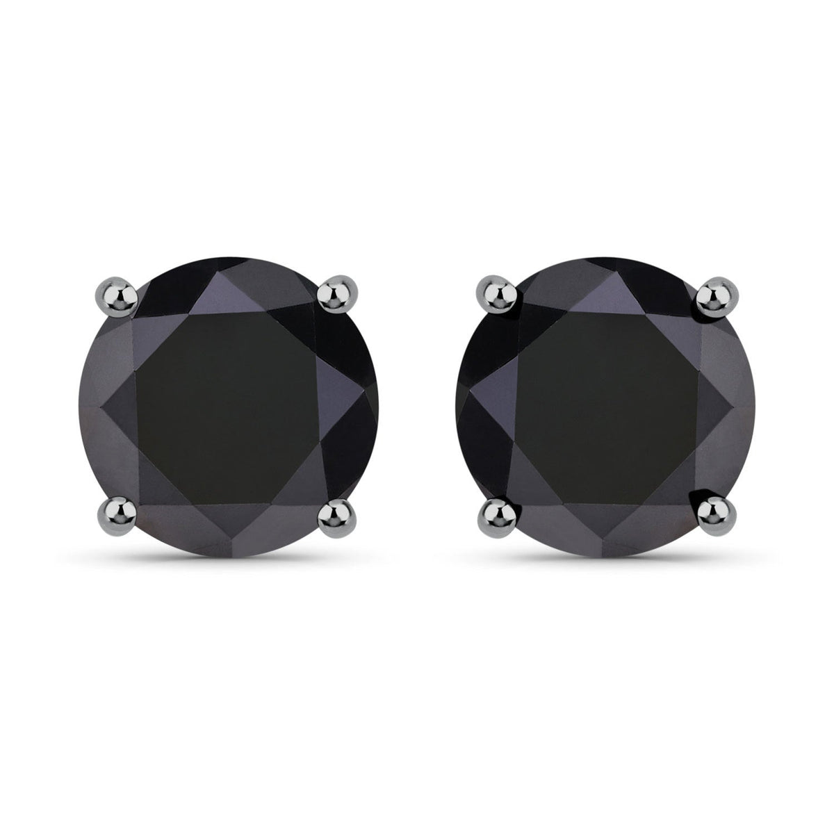 3.08 Carat Genuine Black Diamond 14K White Gold Earrings