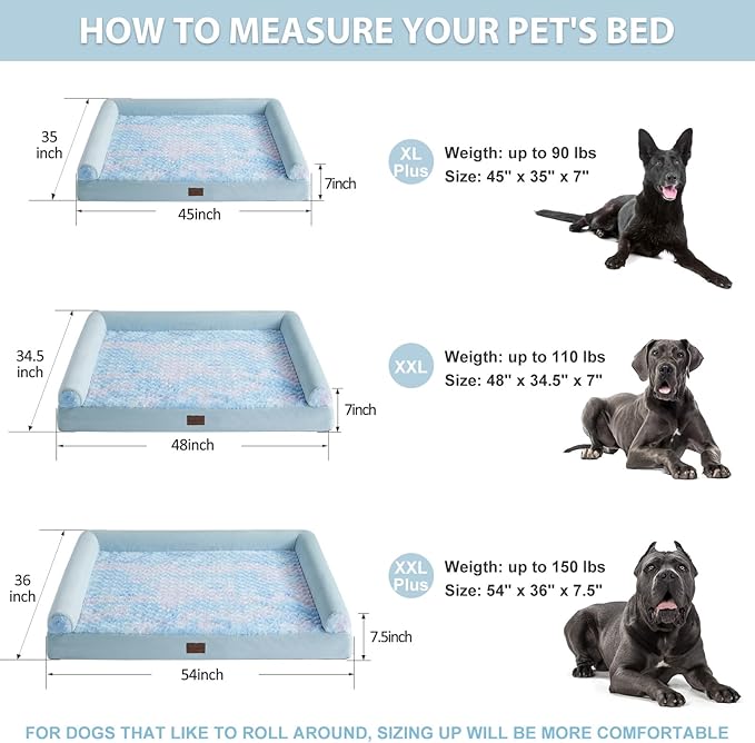 BFPETHOME Dog Beds for Large Dogs, Orthopedic Dog Bed for Medium Large Dogs,Big Waterproof Couch Pet Bed with Removable Washable Cover
