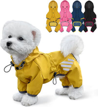 Dog Raincoat, Waterproof Dog Rain Jacket with Hood - L(Back Length15'') / Yellow