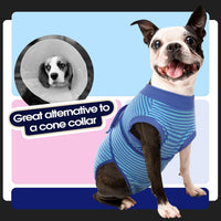 Dog Surgery Suit, Surgical Suit for Dogs, Dog Onesie for Surgery – Essentials for Dogs - M(back:13.4-16.1in,wt:14-25lbs) / Navy Blue Stripes - image 4