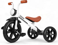 KRIDDO Tricycle for Toddlers 2-5 Years: Rubber Front Wheel - White