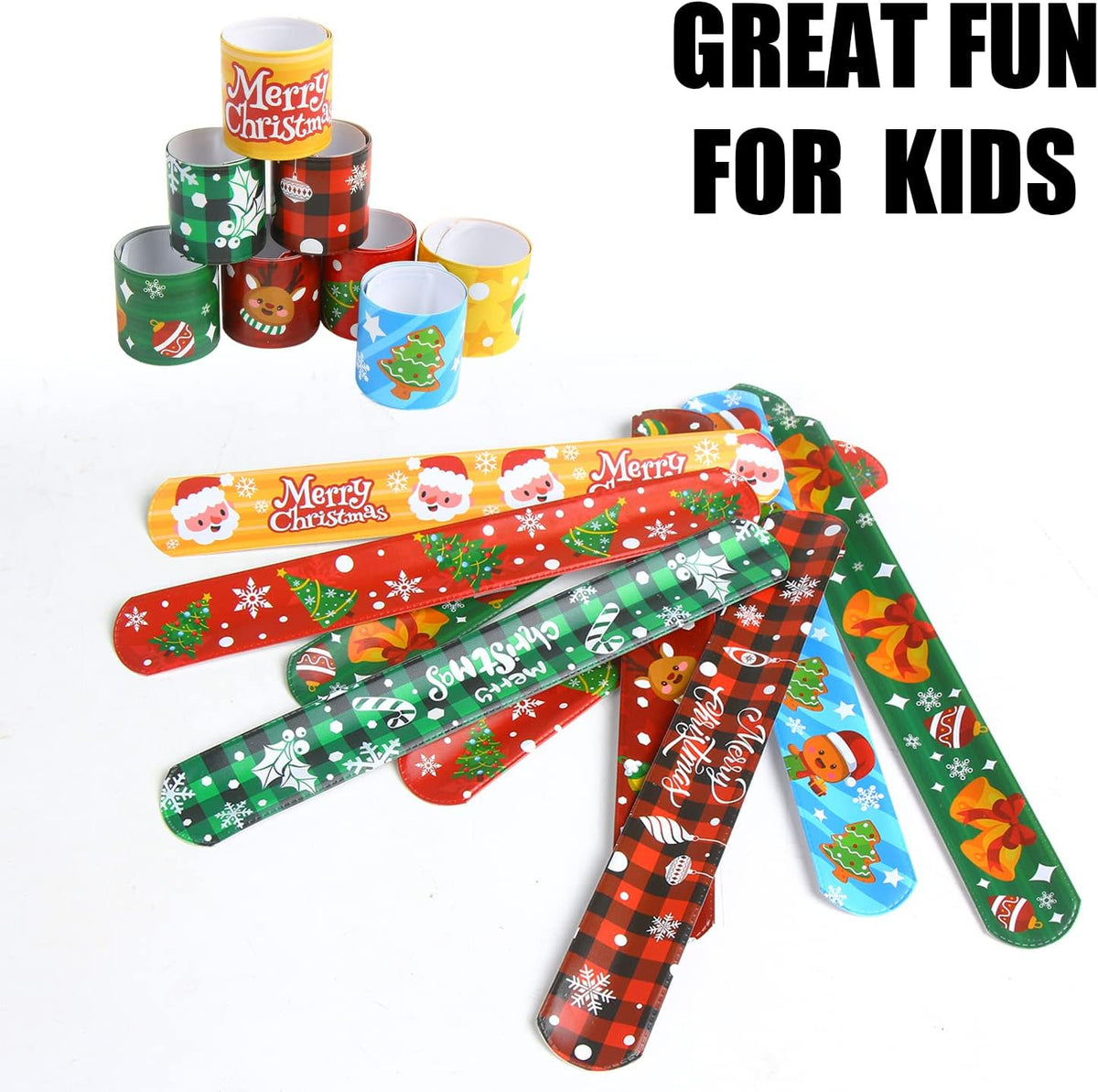 FOIMAS 48pcs Halloween Slap Bracelets - Christmas - image 3