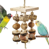 Macaw Toys Extra Large Parrot Toys Natural Wood Bird Chewing Toys - C: With Nut
