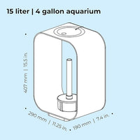 biOrb Life 15 Acrylic 4-Gallon Aquarium with Multi-Color Remote-Controlled LED Lights Modern Compact Tank for Tabletop or Desktop Display, Transparent