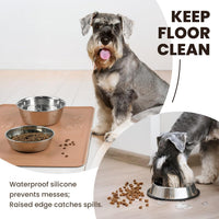 VIVAGLORY Pet Food Mat Flexmat Dog Bowl Mat, S - Khaki / S (18.9 x 11.8in) - image 2
