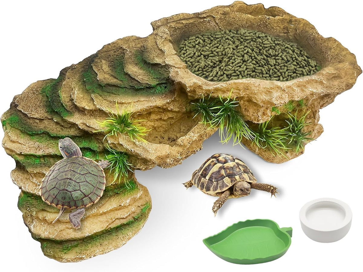 Turtle Basking Platform Rock Reptile Resting Terrace Resin Bearded - Large