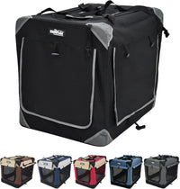 EliteField 4-Door Folding Soft Dog Crate with Curtains – Essentials for Dogs - Black / 30.0"L x 21.0"W x 24.0"H