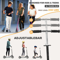 TENBOOM folding kick scooter with 8 inch wheels, rear brake and adjustable handlebar - view 3