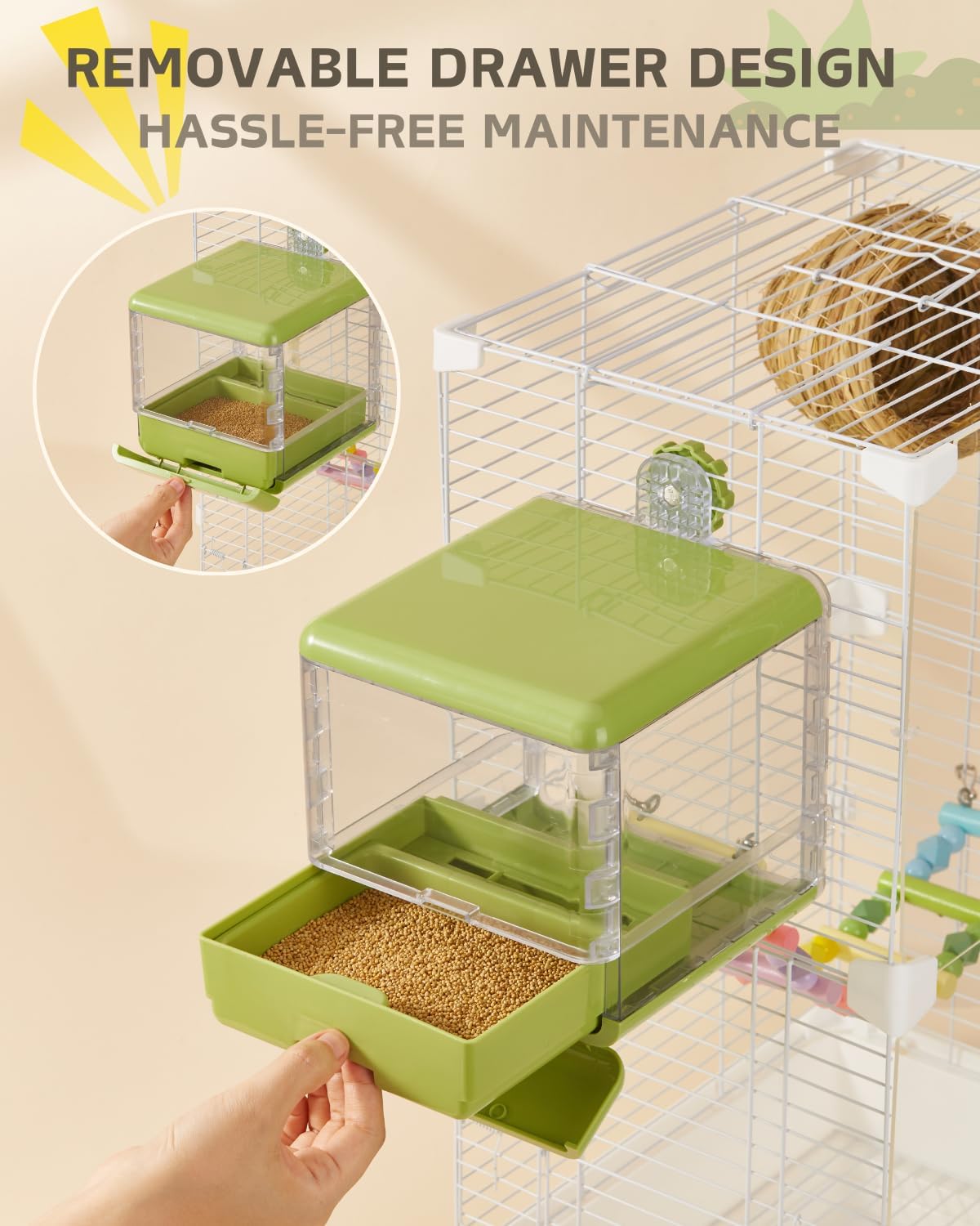 septillar Bird Feeder and Bath for Cage - Green - image 3