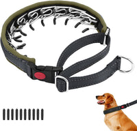 Martingale No Pull Dog Collar for Large Medium Small Dogs - L (19"-26" Neck, 1.5" Wide) / Black Army Green