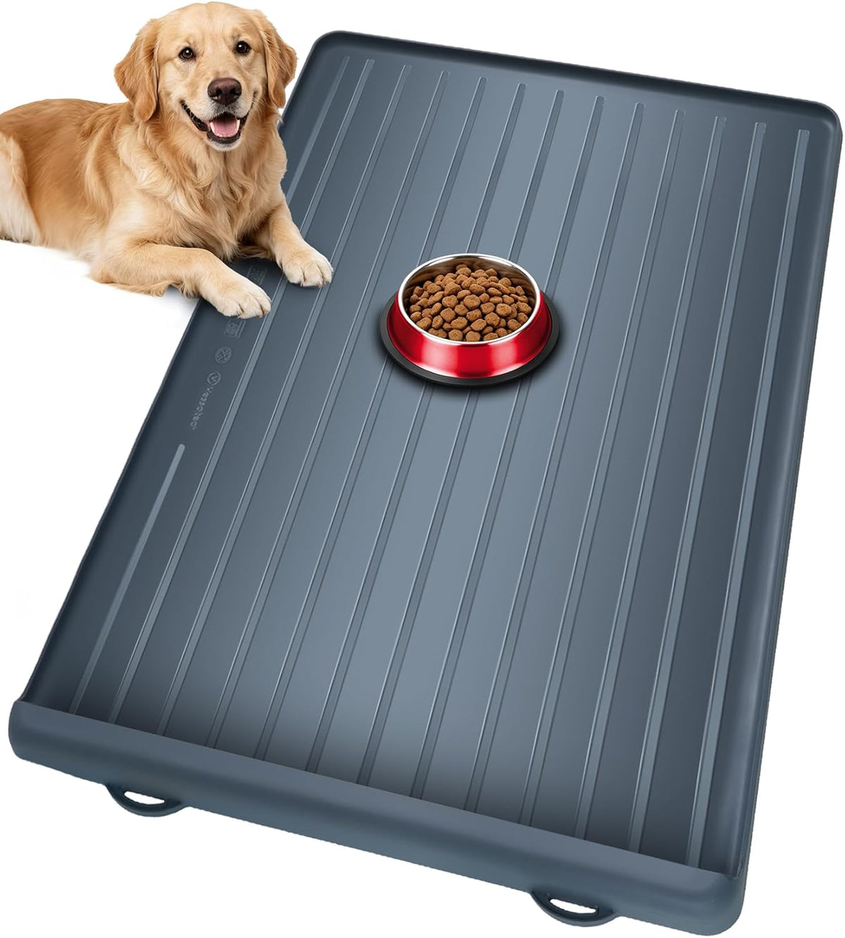 Dog Mat for Food and Water - Dark Grey / 39.4"L x 27"W