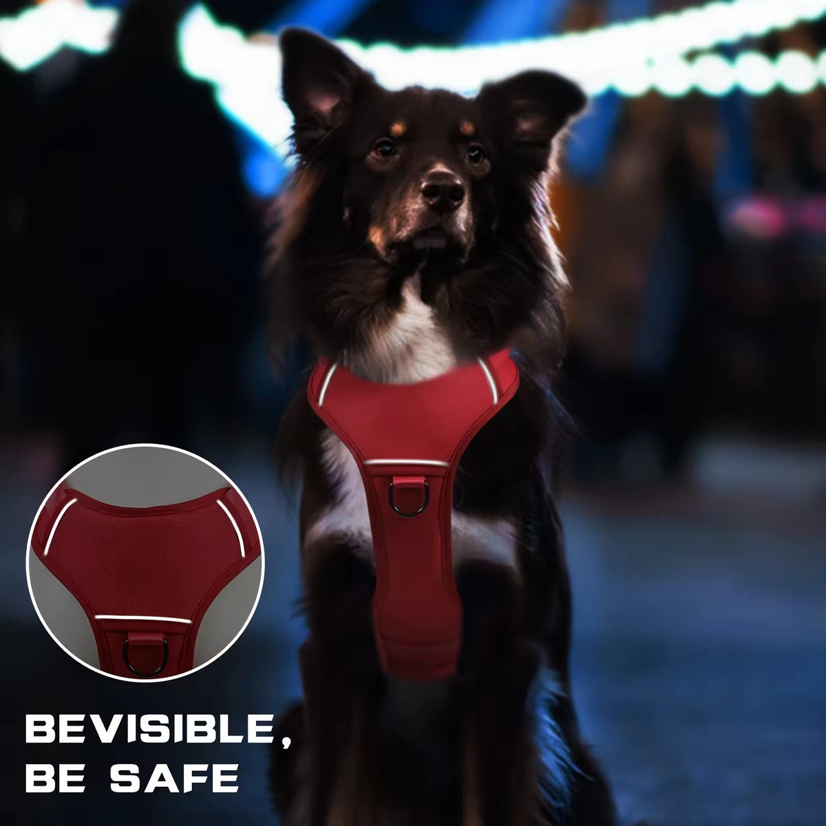 Heat-resistant Durable Nylon Tactical Service Dog Harness, Adjustable No-pull Reflective Vest With Dual Handles For Larg