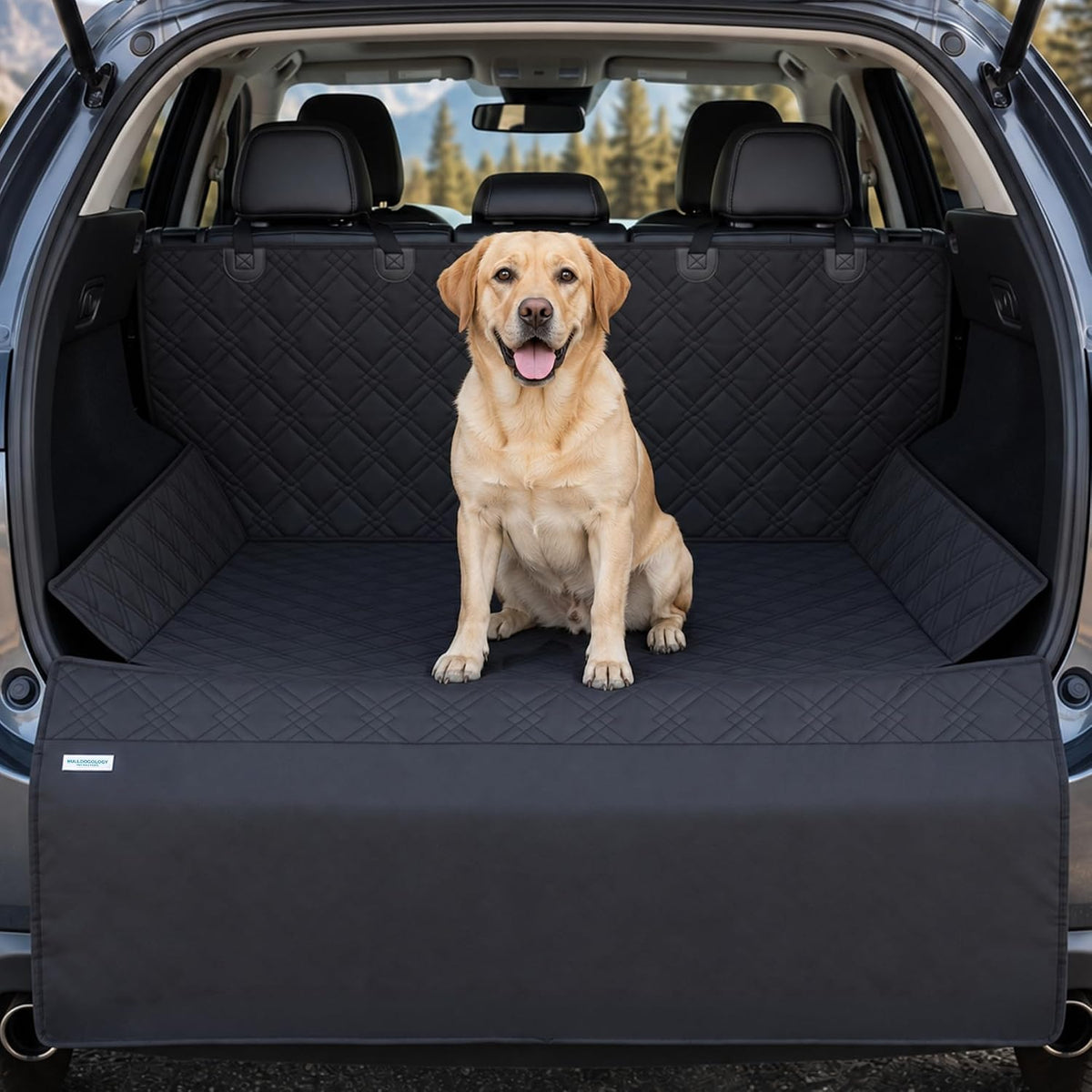 Bulldogology SUV Cargo Liner for Dogs 55"x106" Heavy Duty Pet Trunk - Standard Black / Large