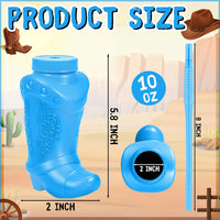 Hoolerry 12 Pcs Cowboy Boot Cups with Lids and Straws - Blue / 24 - image 3