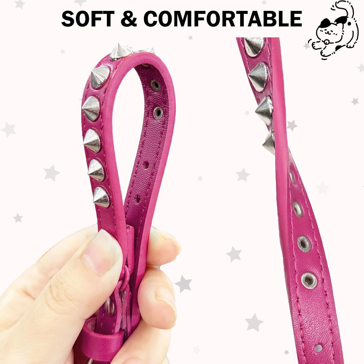 Leather Cat Collar, Breakaway Kitten Collars with Bell, Black – Essentials for Small Pets - Rose_Studded / 8"-12" Cats / Mini Dogs(Pack of 1) - image 2