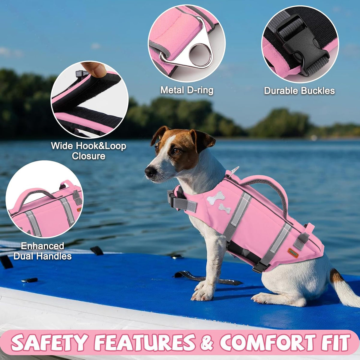 EMUST Dog Life Jacket, Waterproof, Breathable - Medium / Sakura Pink - image 2
