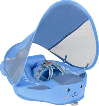 Mambobaby Float with Canopy UPF 50+ and Tail Non-Inflatable Baby Pool - blue cloth