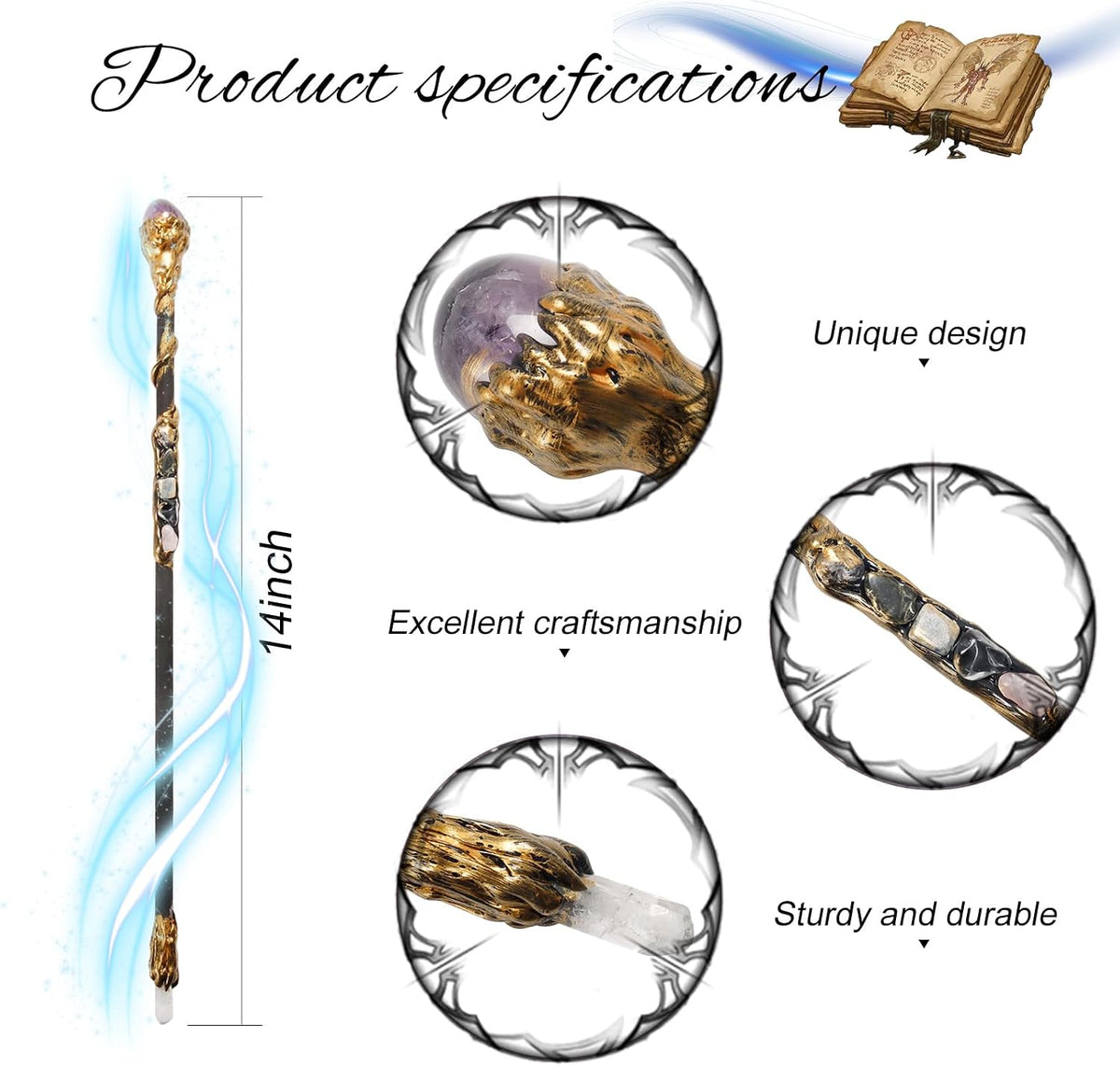 Fine Handcrafted Crystal Magic Wand Wizard Wand for Witches - D - image 2