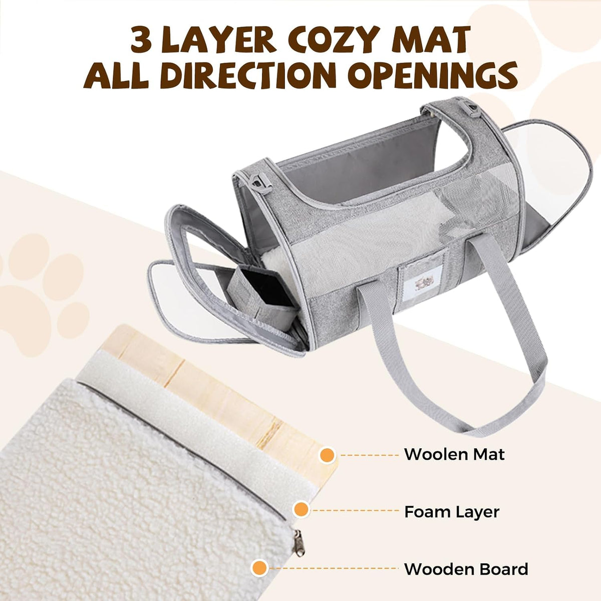 Soft Cat Carrier, Small Dog Bag Soft-Sided Cat Carriers - Gray / 13.0"L x 13.0"W x 20.0"H - image 2