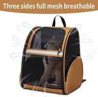 Cat Backpack Carrier for Small Dogs and Medium cat Puppy Kitten Bunny - Brown / 12.9"L x 10.6"W x 15.5"H - image 3