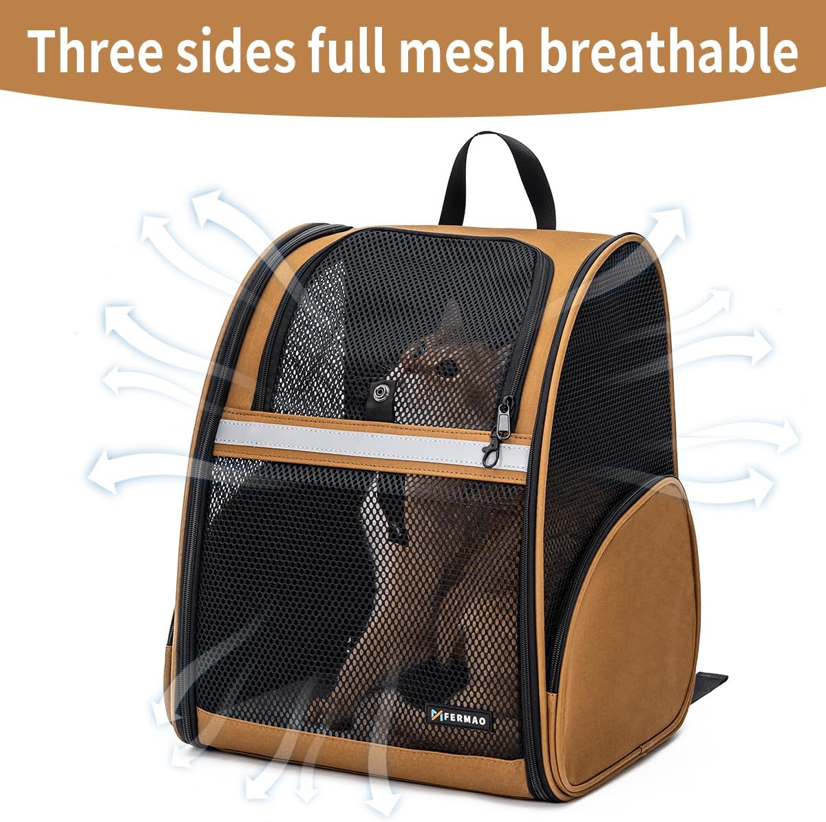 Cat Backpack Carrier for Small Dogs and Medium cat Puppy Kitten Bunny - Brown / 12.9"L x 10.6"W x 15.5"H - image 3