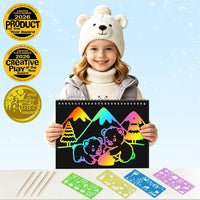 ZMLM Scratch Paper Art Craft: 2 Pack Rainbow Scratch Set for 3 4 5 6 - Winter - image 2