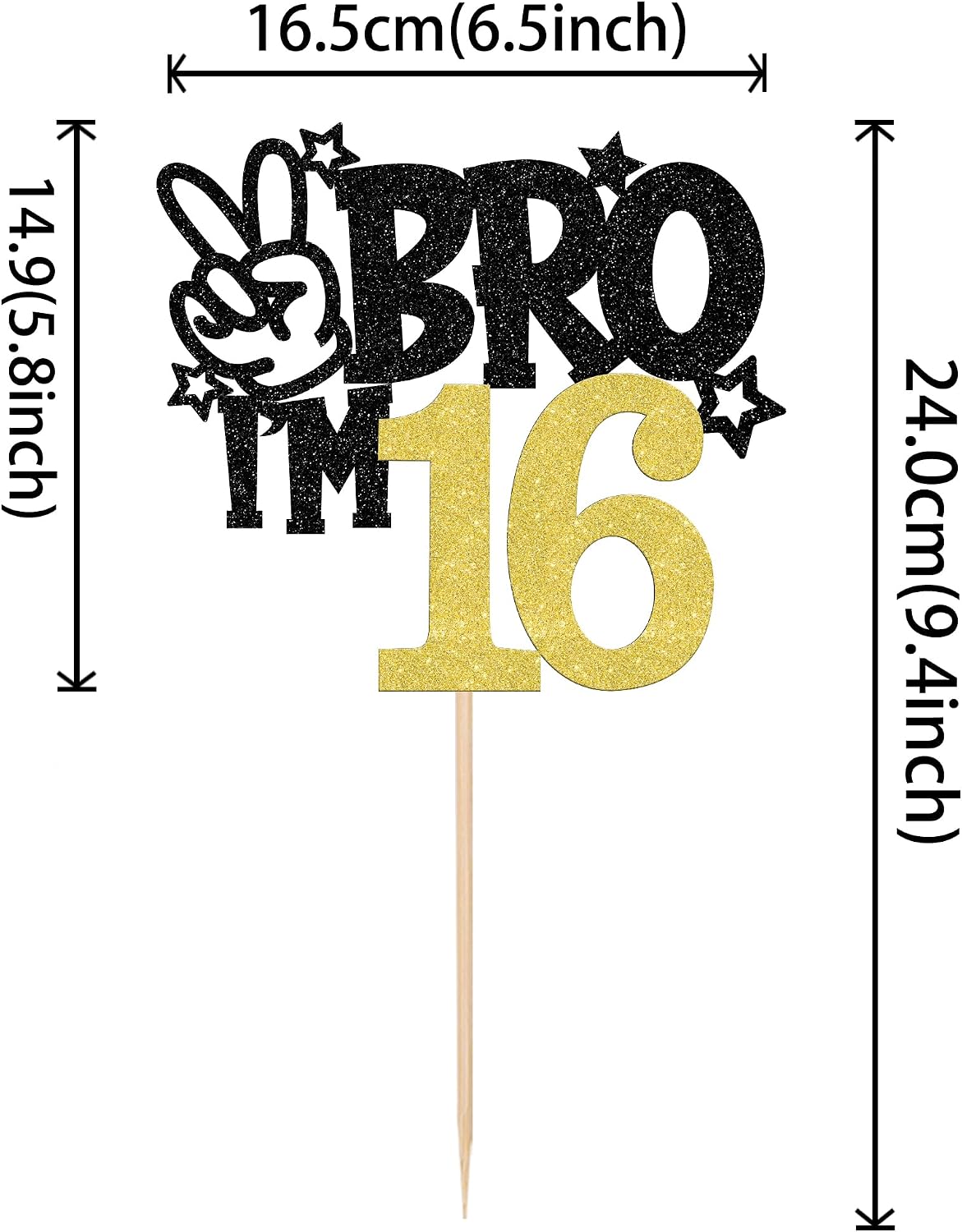 1 PCS Brother I'm 7 Cake Topper Glitter Star Happy 7th Birthday Cake - Gold 16th - image 2