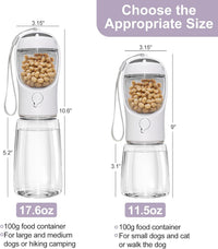 Portable Dog Water Bottle with Food Container - White / 12oz - image 3