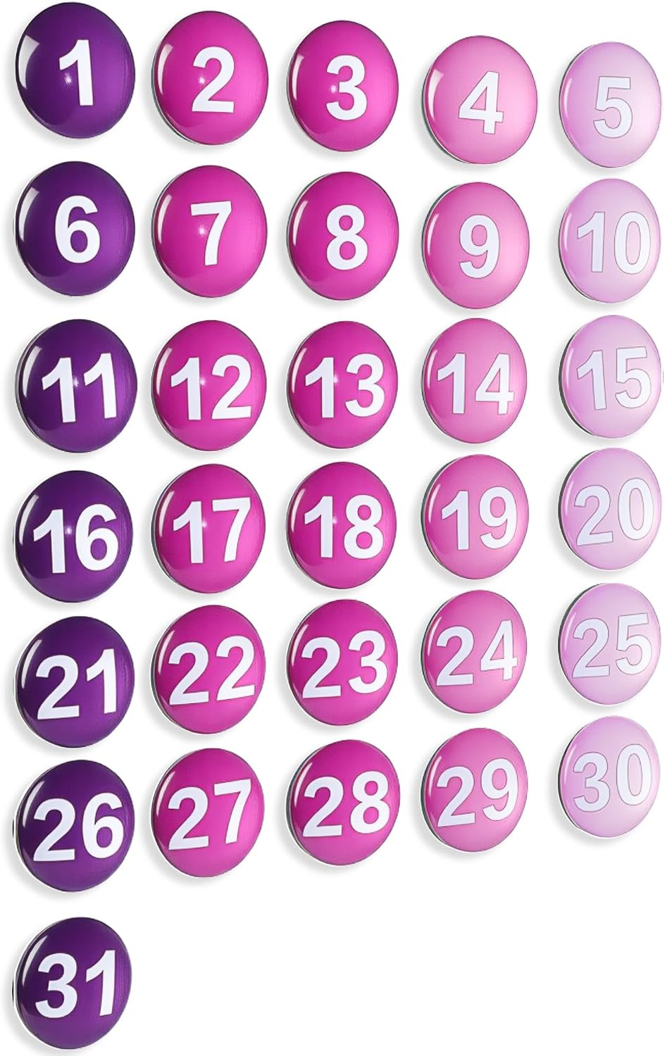 Tellegloww 1-31 magnetic calendar numbers in dark rainbow glass - view 6