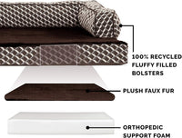 Furhaven Orthopedic Dog Bed for Large Dogs w/ Removable Bolsters - Diamond Brown (Plush & Woven Décor) / Jumbo Plus - image 4