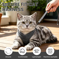 Cat Harness and Leash - Ultra Light Escape Proof Kitten Collar Cat Walking Jacket with Running - Dark Grey / Small - image 2