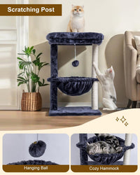 SYANDLVY Small Cat Tree for Indoor Cats - Smoky / Top Perch with Basket - image 4
