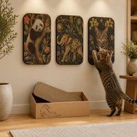 Cat Wall Scratcher, Art Cat Scratching Board for Indoor Cats – Essentials for Cats - Elephant & Cat & Panda - image 3