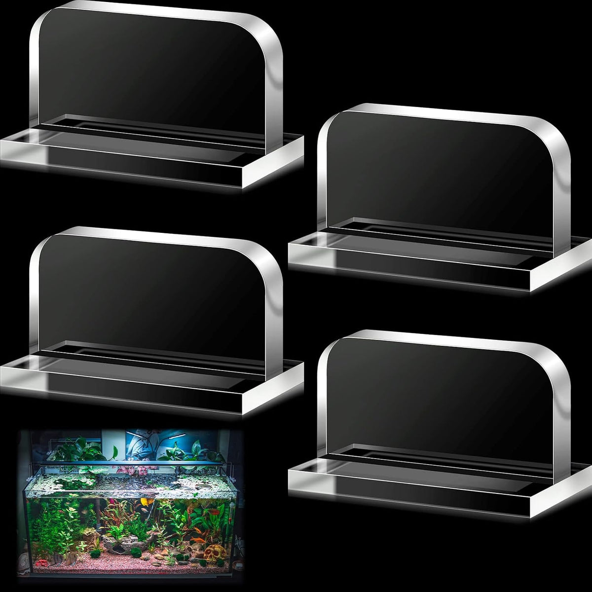 Qunclay 4 Pcs Aquarium Lid Handles, Acrylic Fish Tank Handles - Transparent