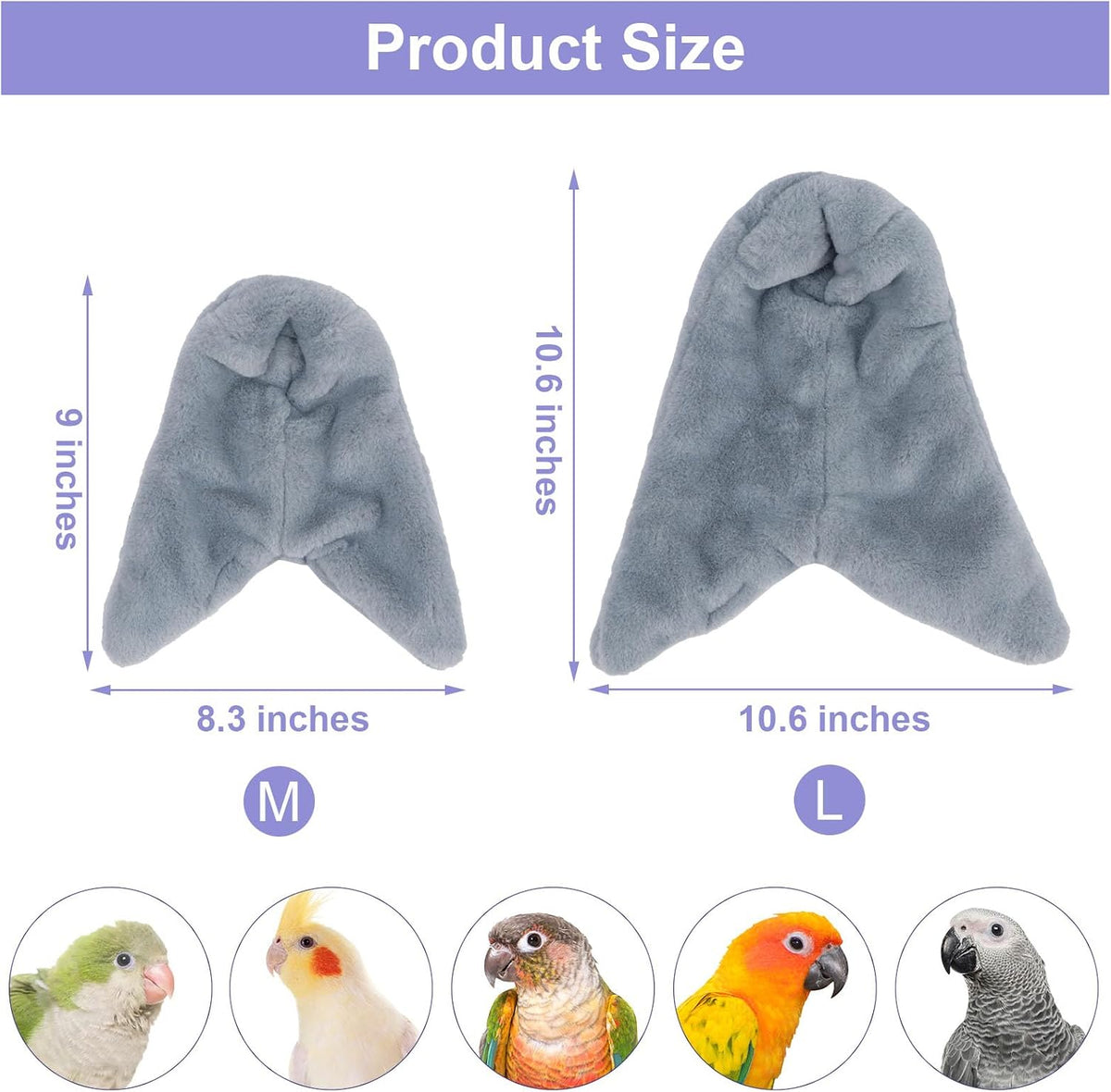 Wontee Cozy Bird Blanket Parrot Cage Snuggle Hut Warm Bird Nest House - Large / Grey - image 4