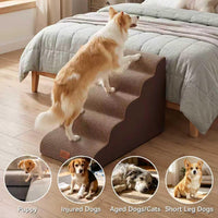 Zerbuger Dog Ramp and Stairs for Bed, Coffee 3 Steps 16" H - Coffee / 5 - image 3