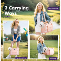Pawaboo Dog Purse Carrier for Small Dogs with Pocket - B-Pink - image 3