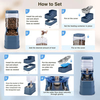 2 Pack Automatic Cat Feeder and Water Dispenser 1.3 Gallon Dog - Blue - image 4