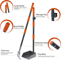 Niubya Pooper Scooper for Dogs, Metal Poop Scooper Tray and Rake Set with Adjustable Long Handle, Dog Pooper Scooper for Pet Waste Removal