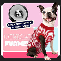 FUAMEY Dog Recovery Suit Male,Dogs Surgery Neuter Suits Puppy Spay Shirts for Female Protect Dog's Skin Anti Licking Abdominal Wounds Doggie Onesie Pet Bodysuit Alternative to Cone Red Stripes XS