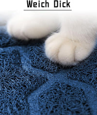 Yimobra Cat Litter Mat, 35.4"x23.6" Litter Box Mat with Litter Lock Mesh, Soft Cat Litter Mat Litter Trapping Mat, Easy to Clean, Non-Slip, Water Resistant, Litter Free Floors, Dark Blue