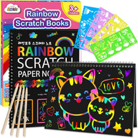 ZMLM Scratch Paper Art-Crafts Gift: 2 Pack Rainbow Notebooks Supplies - Pink