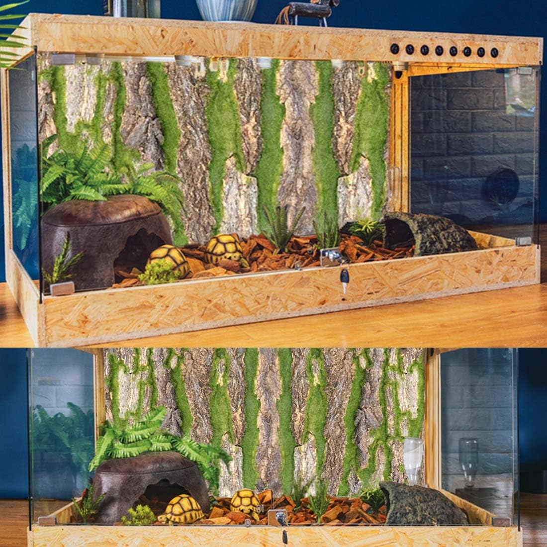 PINVNBY Reptile Terrarium Cork Background - 【Natural Cork Bark+Artificial Moss】 / 【2 PCS】 - image 2