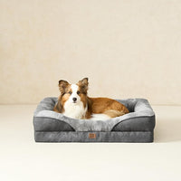 EHEYCIGA Memory Foam Dog Bed for Large Sized, Orthopedic Dog Sofa with Sides and Waterproof Liner, Washable Bolster Pet Bed Couch with Removable Cover, 36x27x7 Inch, Grey