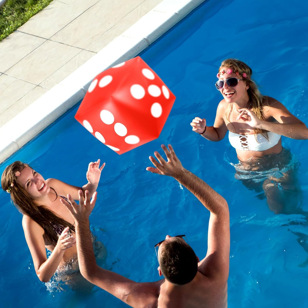 Mototo 4 pack jumbo inflatable dice in red, white, black and blue - view 18