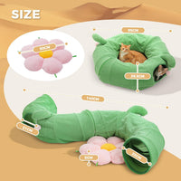 PEQULTI Beige Donut Cat Tunnel Bed Washable Plush Mat Multi for Small - Flower - image 2