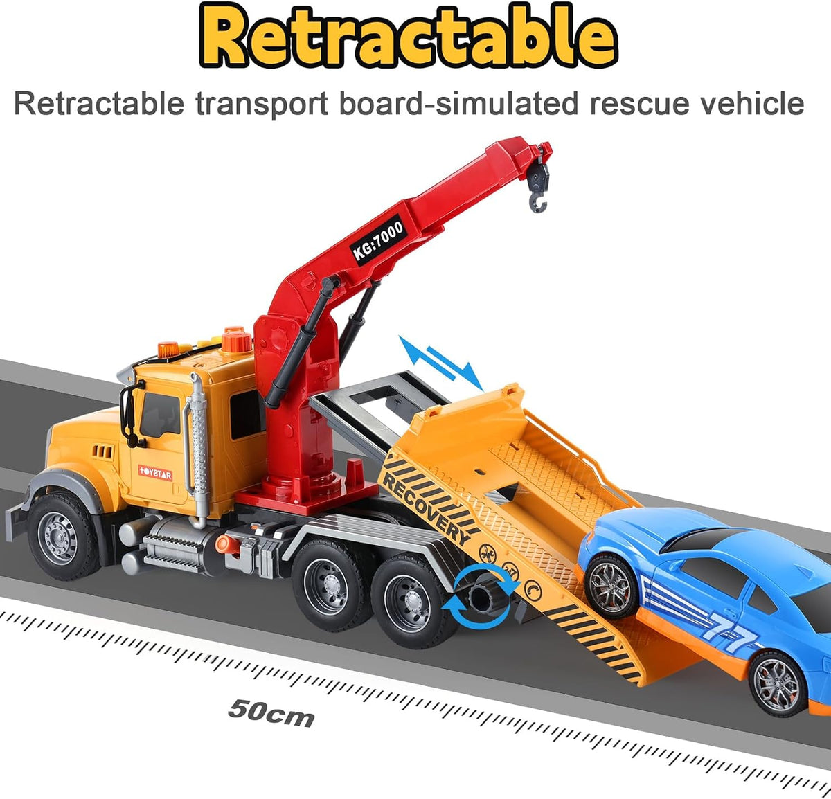 SASBSC 3-in-1 big crane truck toy with extended boom, rope hook and friction wheels - view 4