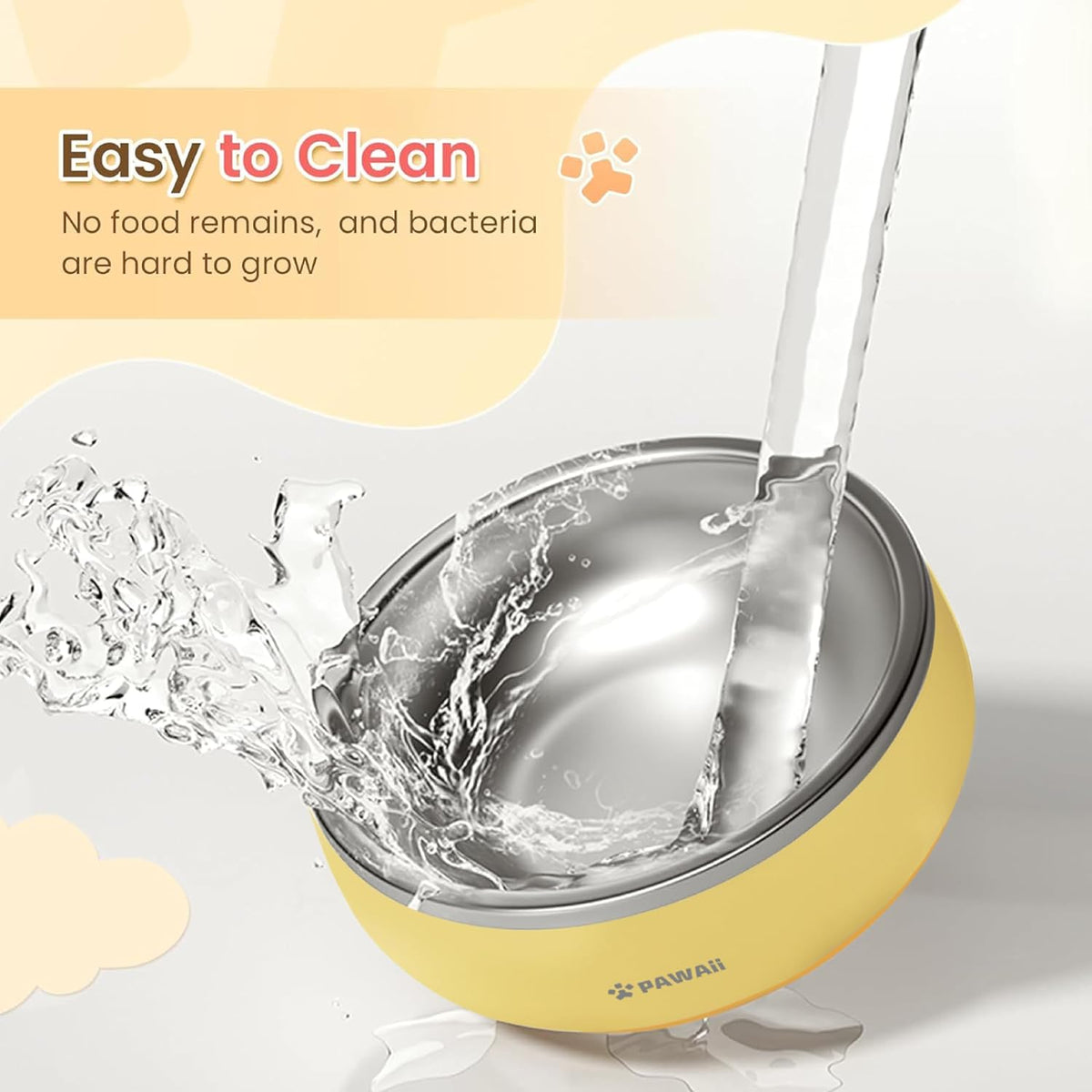 Pawaii Small Dog Bowl, 12 oz Stainless Steel Food and Water Bowl, 1 Pack – Essentials for Dogs - 12oz / Cheese Yellow - image 4
