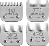 Size10/ 7FC/5FC/4FC Detachable Pet Dog Clipper Blades, Compatible with Most Oster A5, KM Series Clippers,Made of Ceramic Blade & Stainless Steel Blade 5PACK