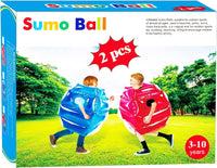 SUNSHINE-MALL 2 pc Sumo Balls for Kids, Bubble Bounce Ball - red+blue